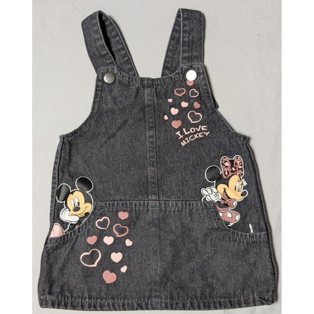 DISNEY‎ JUNIOR MINNIE Size 18M Gray Denim I LOVE MICKEY Overall Jumper